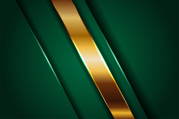 Abstract polygonal luxury dark green combine and gold metal texture background . Metallic glowing golden lines overlap layer textured