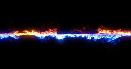 Wall Mural - hot and cold plasma. line of energy blast. magic effect. 3d render
