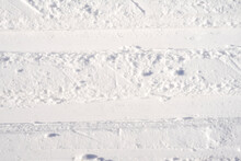 Ski Track On The White Snow
