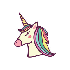 Wall Mural - Unicorn. Hand drawn vector icon isolated on white background. 