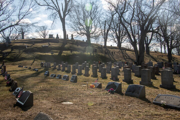 St James Cemetery Landscape. Graveyard in Haverhill, MA featuring many unique and old gravestones. Background Wallpaper.