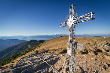 Steel mountain cross at the Rappoldkogel