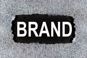 brand, text on black background in white letters. business concept