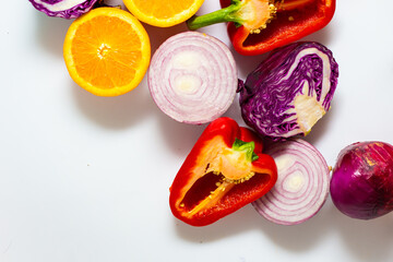 Wall Mural - Colorful various vegetable group of vitamin c food