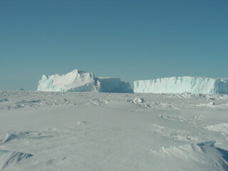 antarctica ice icebergs sea snow winter day