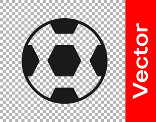 Black Football ball icon isolated on transparent background. Soccer ball. Sport equipment. Vector.