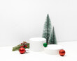 Minimal white winter Christmas product stand background photography