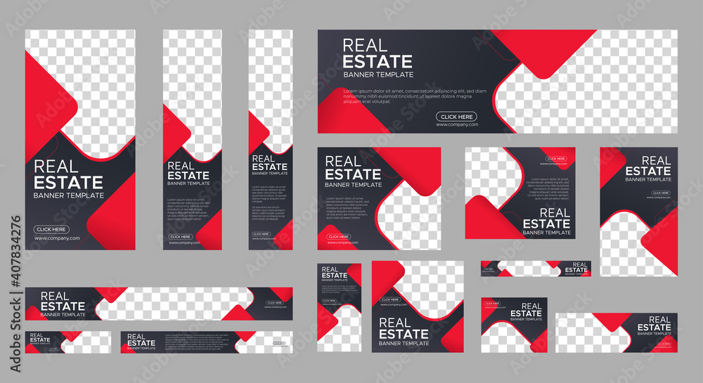 Vector de Stock Real Estate web banner design template Set. Vertical ...