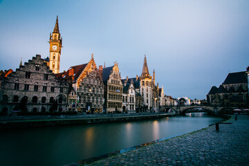Wall Mural - Buildings along the Graslei, a Medieval Port in the Historic Center of Ghent, Belgium