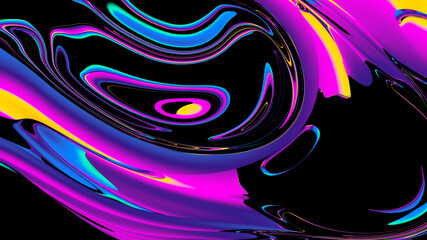 Wall Mural - Abstact creative fluid chrome colors backgrounds. Trendy Vibrant Fluid Colors. 3d render