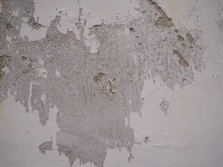 Poster - Closeup of an old white wall peeling off