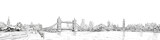 Fototapeta Londyn - Tower Bridge. Trafalgar Square.  Big Ben. London. England. City panorama. Collage of landmarks. Vector illustration. Urban sketch. 