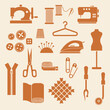 22 vector icons of sewing supplies and tools