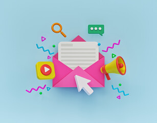 Wall Mural - concept of direct digital marketing, email advertising, newsletter promotion campaign. minimal style