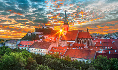 Poster - Bratislava castle, saint Martins cathedral and the old town rooftop view in Bratislava city center, Slovakia