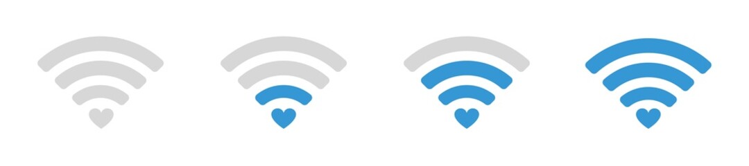 Wall Mural - wi fi heart vector illustration. wifi signs isolated on white background. world communication concep