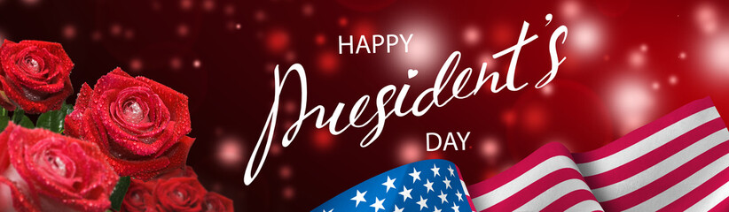 Postcard for the holiday of the President's Day with the image of the flag of America