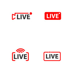 Wall Mural - Set of live streaming icons and video broadcasting