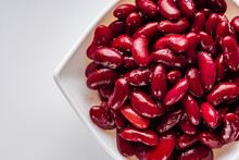 Canned Red Kidney Beans On A White Acrylic Background