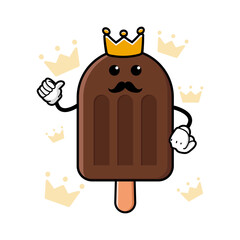 Wall Mural - cute king ice cream cartoon mascot character