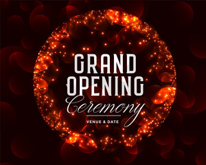 grand opening ceremony celebration template design with sparkles