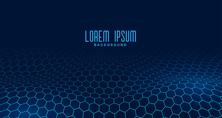 digital blue hexagonal pattern flowing in wavy form design