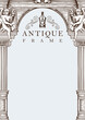 © paseven - Antique frame or vintage background with inscription and place for text. Hand-drawn vector illustration in the form of the facade of an old building with angels on a light backdrop