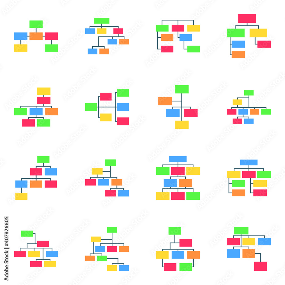 Table Heirarchy Icon Pack of Hierarchy Charts Flat Icons Stock Vector | Adobe Stock