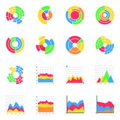 Canvas Print - pack of sunburst infographics flat icons