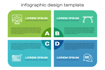 Set line UI or UX design, Web development, and Bezier curve. Business infographic template. Vector.