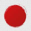 red round brush painted ink stamp circle banner on transparent background