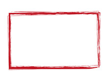 Red Brush Painted Ink Stamp Banner Frame On White Background