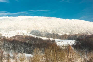 Poster - Snow Covered Polonina Mountains in Bieszczady National Park. Winter Season. Wilderness Landscape