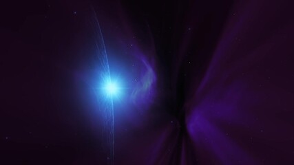 Wall Mural - Futuristic cosmos with stars, 3d planet and flickering stars.