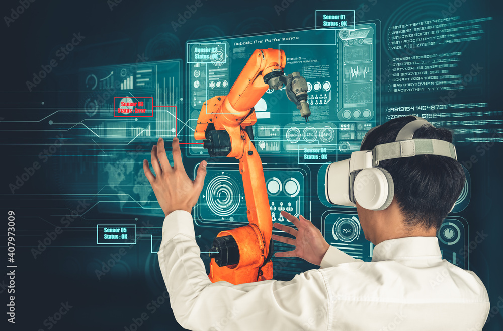 Engineer controls robotic arms by augmented reality industry technology ...