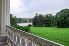 View From The Cameron Gallery Of The Pond At Catherine Park And Gardens In The Town Of Tsarskoye Selo, Pushkin, At Catherine Palace.