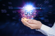 © vii - Business people are using innovative technology 5G. Mixed media, digital concepts and connecting the world.