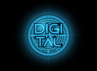 Leinwandbilder - Digital Cryptocurrency and finance concept on technology background. Illustration vector