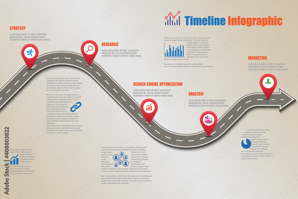 Business roadmap timeline infographic template with pointers designed ...