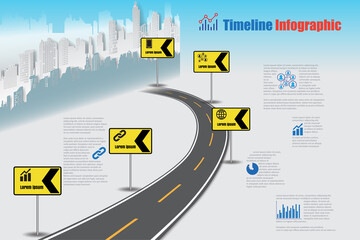Wall Mural - Business roadmap timeline infographic city designed for abstract background template milestone element modern diagram process technology digital marketing data presentation chart Vector illustration
