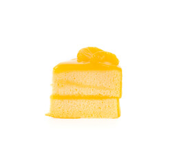 orange cake isolated on whit background.