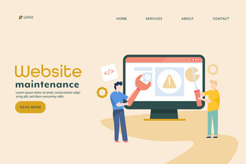 Wall Mural - web development team working on website maintenance. programming and coding concept. flat design web