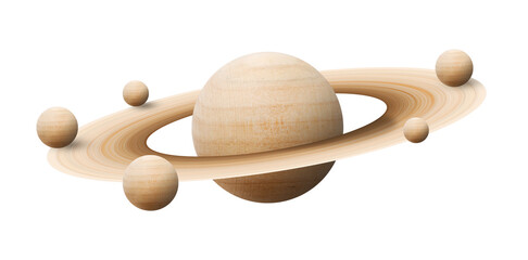 Wall Mural - saturn planets in deep space with rings and moons surrounded. isolated on white background