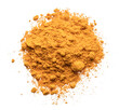 Turmeric powder or curcuma powder, commonly used as a spice or dyeing. Isolated on white background.