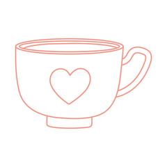 Poster - tea and coffee cup with heart icon line style