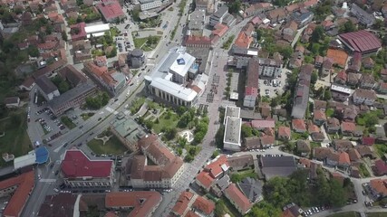 Sticker - An aerial view of the buildings and the roads at the Brcko district, Bosnia and Herzegovina in HD