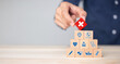 © kunakorn - Hand arranging wood block stacking with icon healthcare medical, Health insurance - concept.
