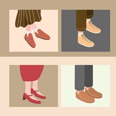 Wall Mural - female and male trendy shoes icon collection vector design