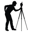 Engineer silhouette vector on white background, industrial people concept.