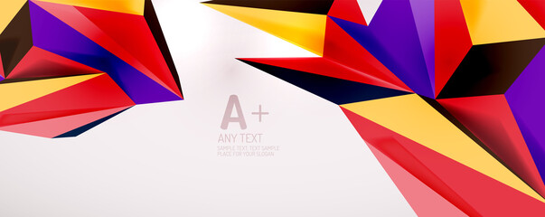 Vector triangle geometric backgrounds. Low poly 3d shape on light backdrop. Vector illustration for covers, banners, flyers and posters and other designs